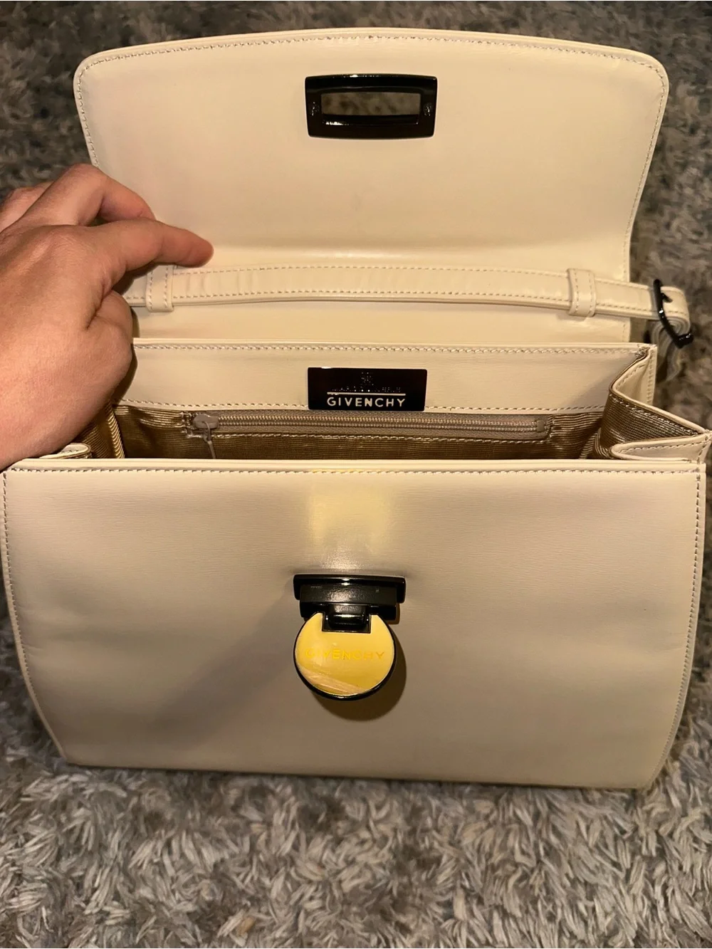 Givenchy Cream Leather Structured Top-Handle Satchel
